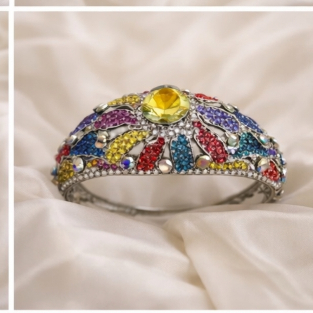 Exquisite Multicolor Rhinestone Bangle Bracelet - image 8